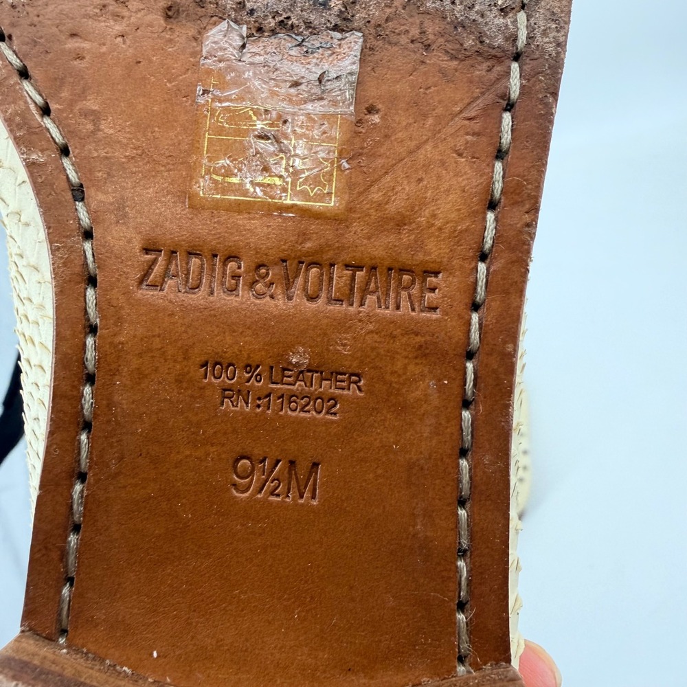 Zadig & Voltaire Cream Studded Slip-On Loafers - Picture 5 of 14